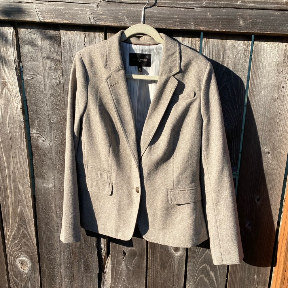 Banana Republic Academy 14 Wool blend tweed single breasted blazer suit